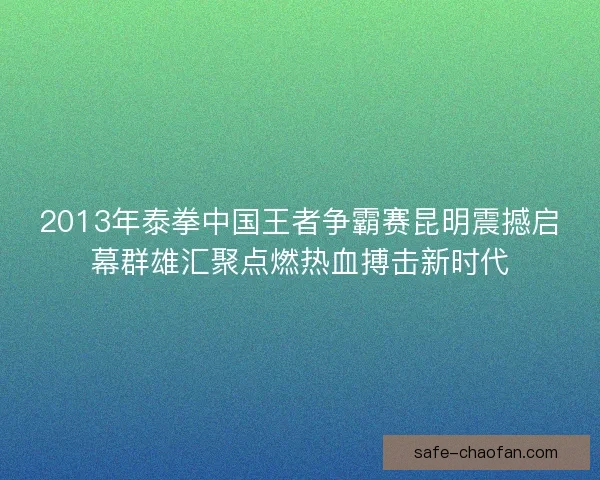 2013年泰拳中国王者争霸赛昆明震撼启幕群雄汇聚点燃热血搏击新时代 2013年泰拳中国王者争霸赛昆明震撼启幕群雄汇聚点燃热血搏击新时代